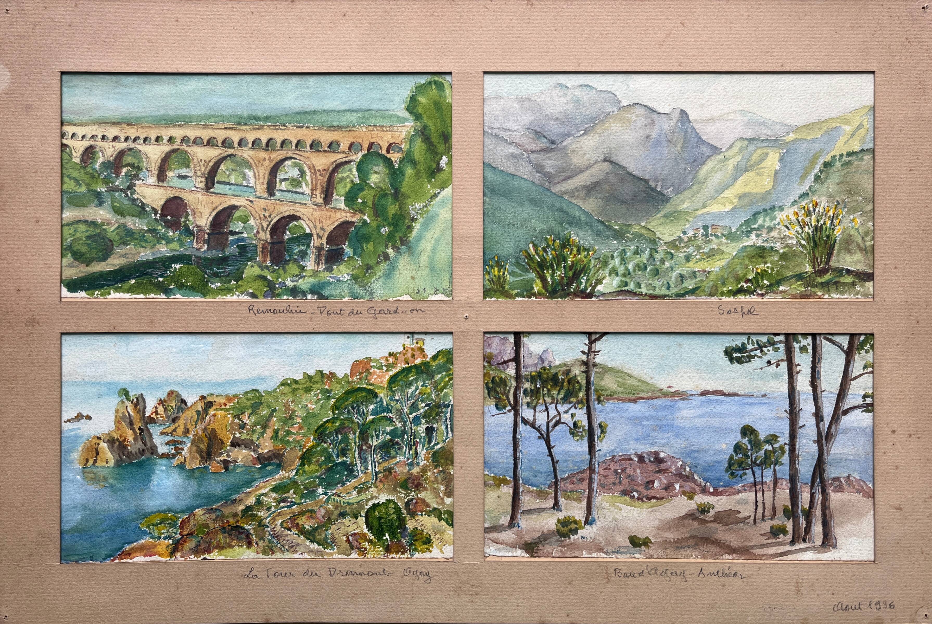 Paintings lot 4 Watercolors Travel diary Gar 1936