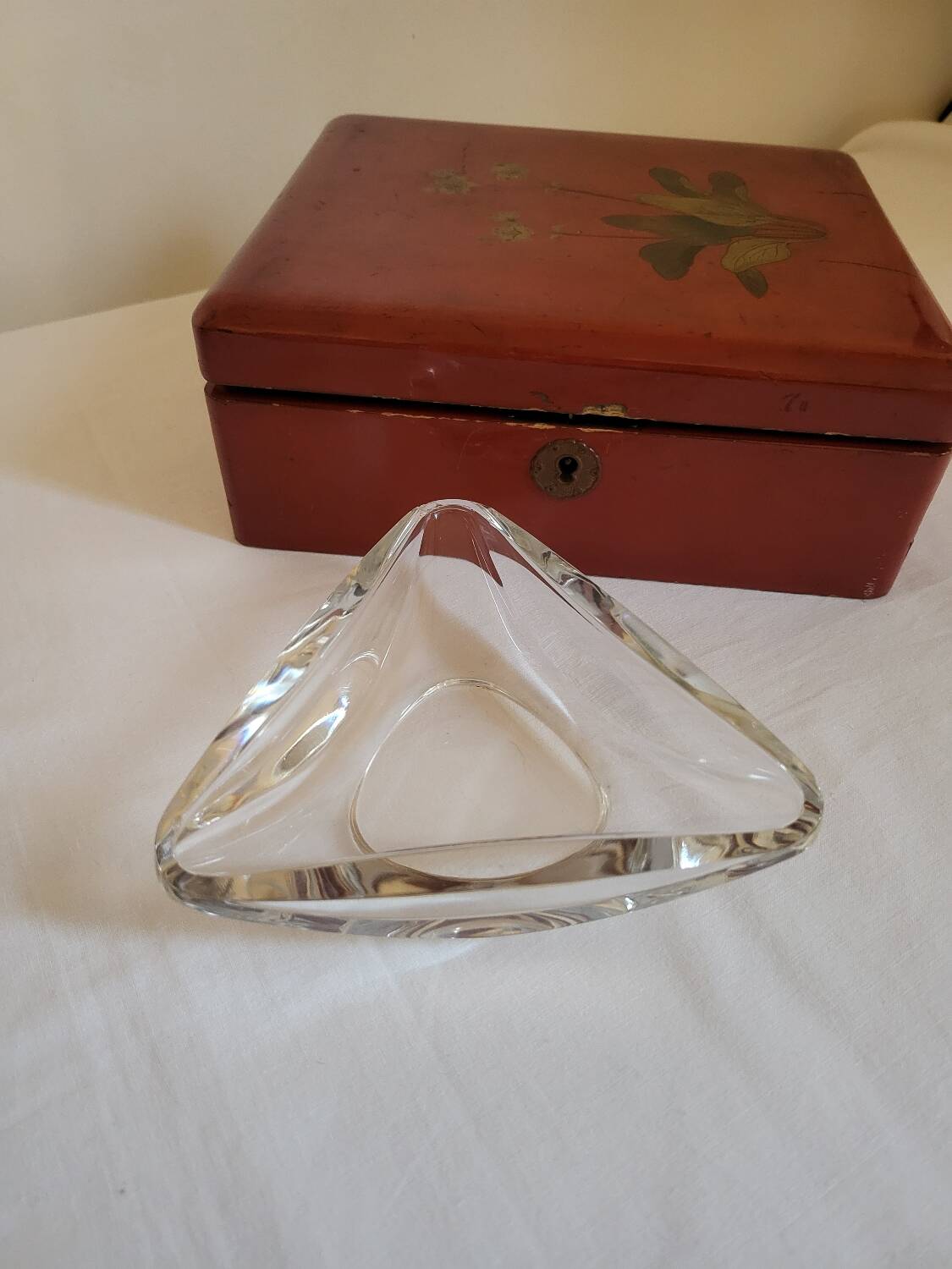 Val St Lambert Crystal Pocket Ashtray