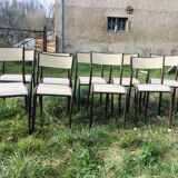 Set of 10 school chairs years '70 white