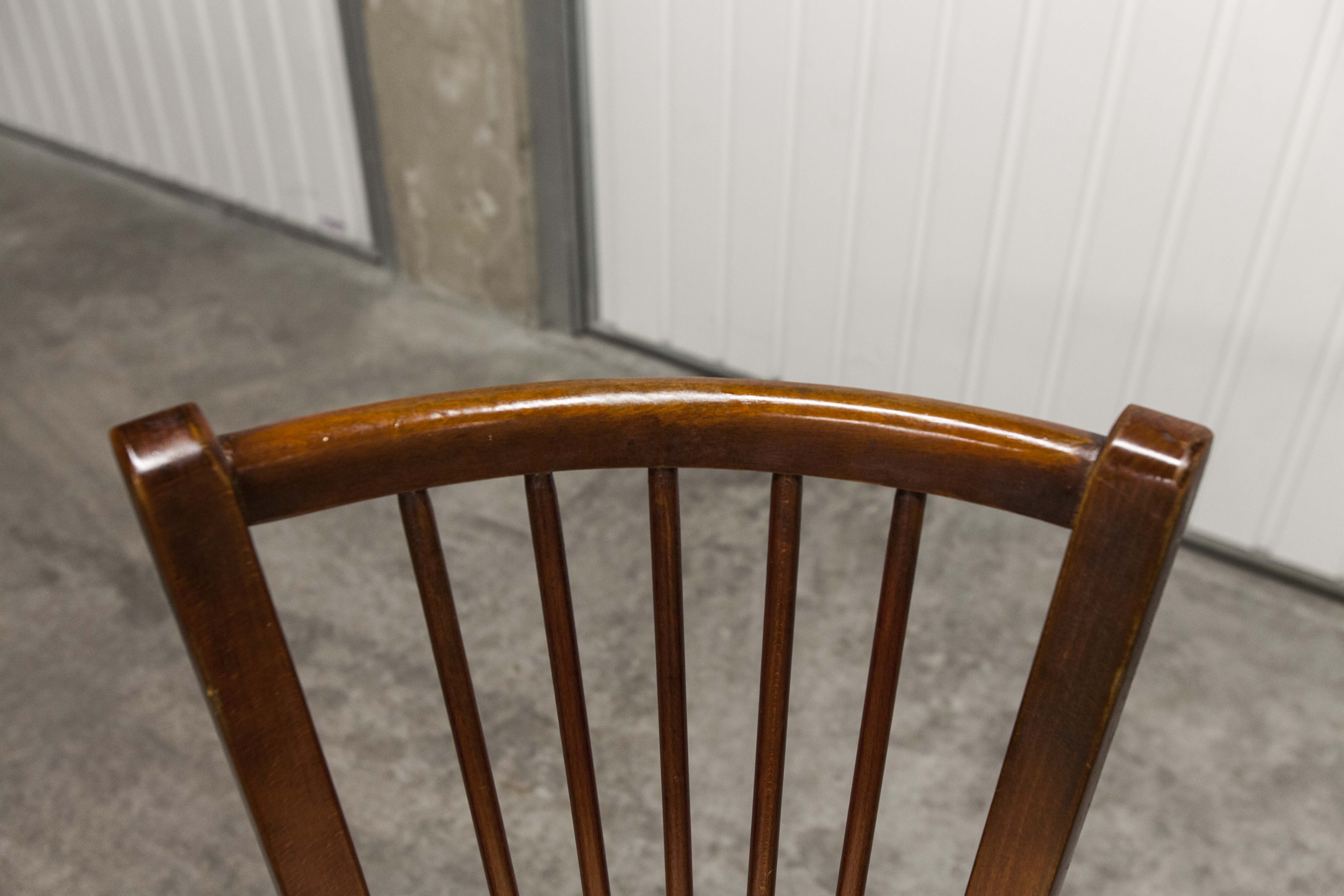 Baumann chair 153 in dark wood and white skai