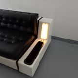 Vintage sofa bed bench with integrated lighting, Italian design Beka Tortuga, in skai, fiber