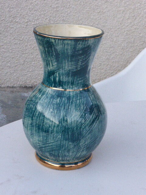 Vase in ceramic emailed green Vallauris vintage 1960