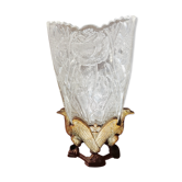 Pressed glass vase on bronze base