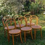Set of 6 caned bistro chairs