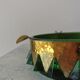 Vintage Green and Gold Crystal Ashtray / Mid-century Modern Glass Round Ash