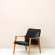 Fauteuil scandinave des années 1960 en cuir noir