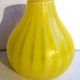 Art Deco glass vase, very small, ball shape with yellow and opalescent stripes