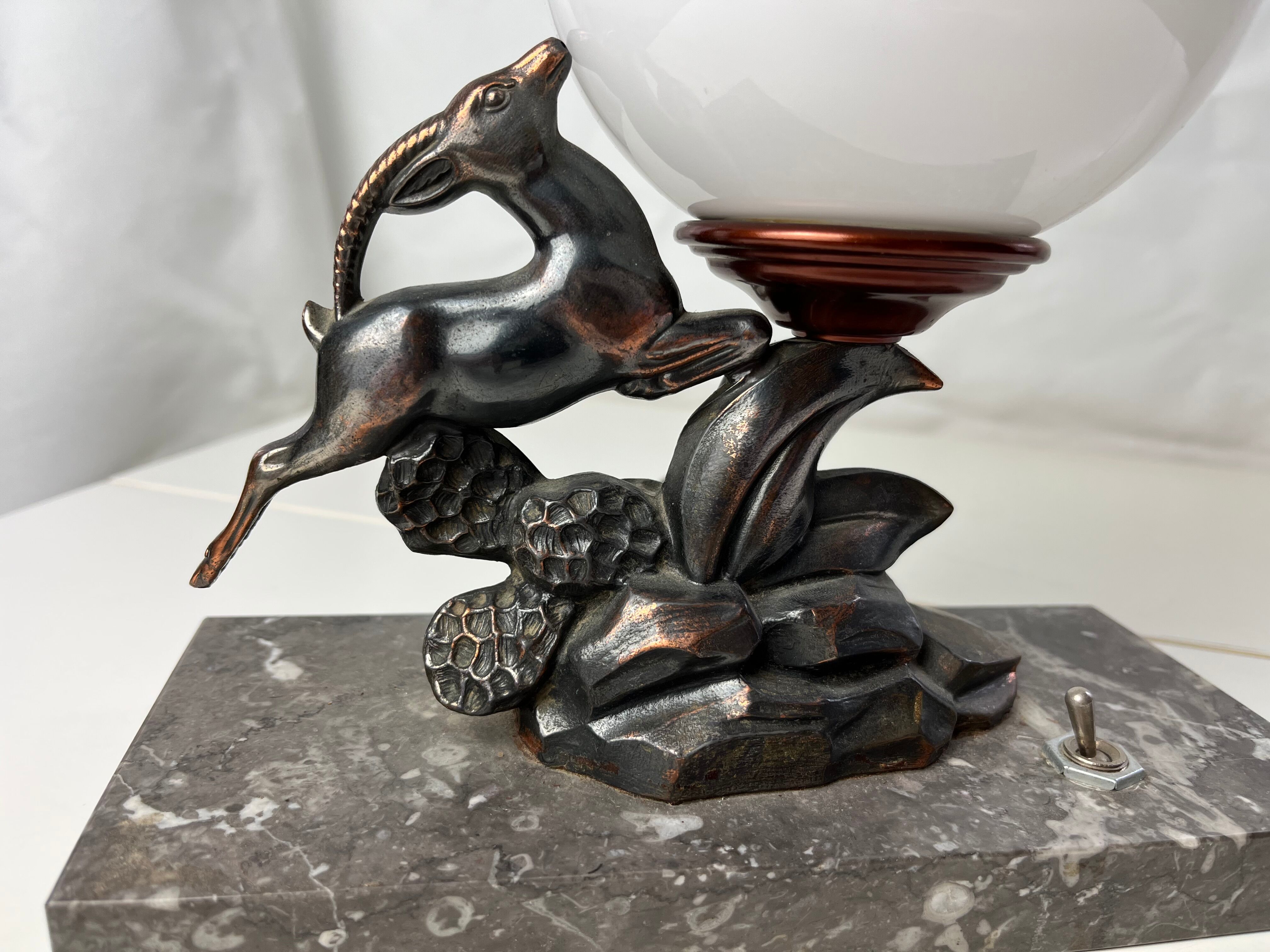 Lamp night light Art Deco opaline signed Limousin