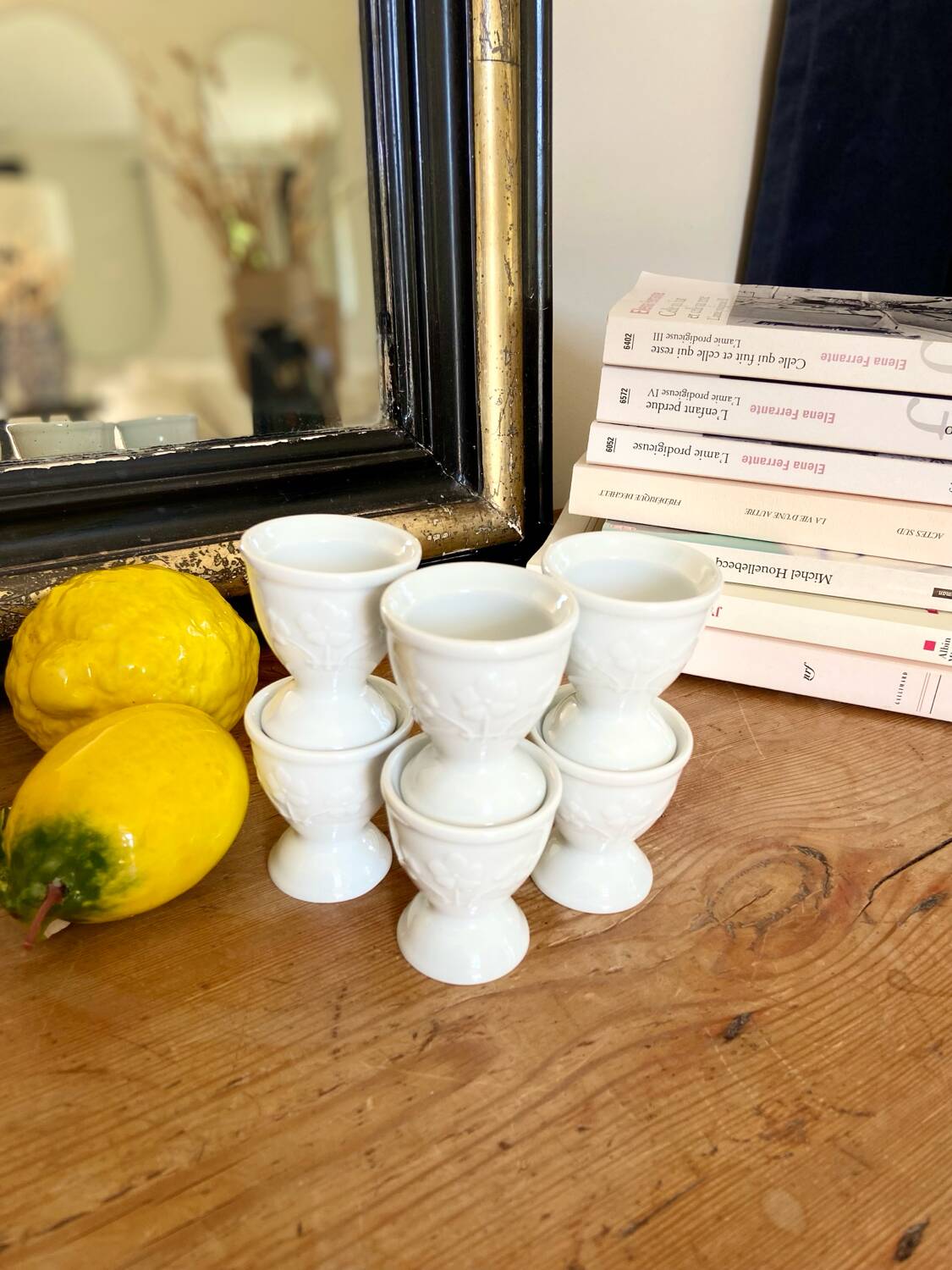 Six porcelain "Clover" egg cups - 1970.