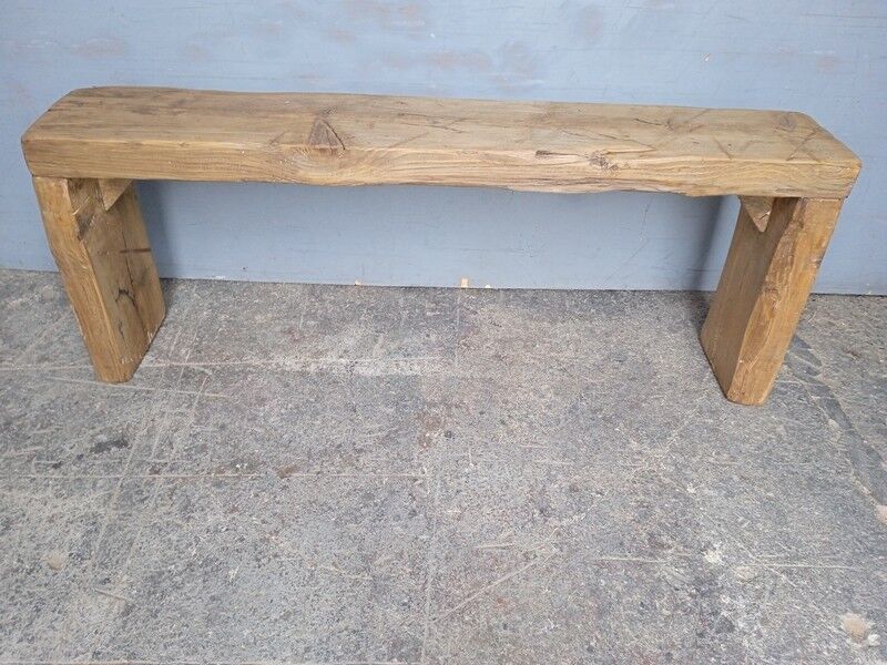 Solid wood bench patinated 120cm