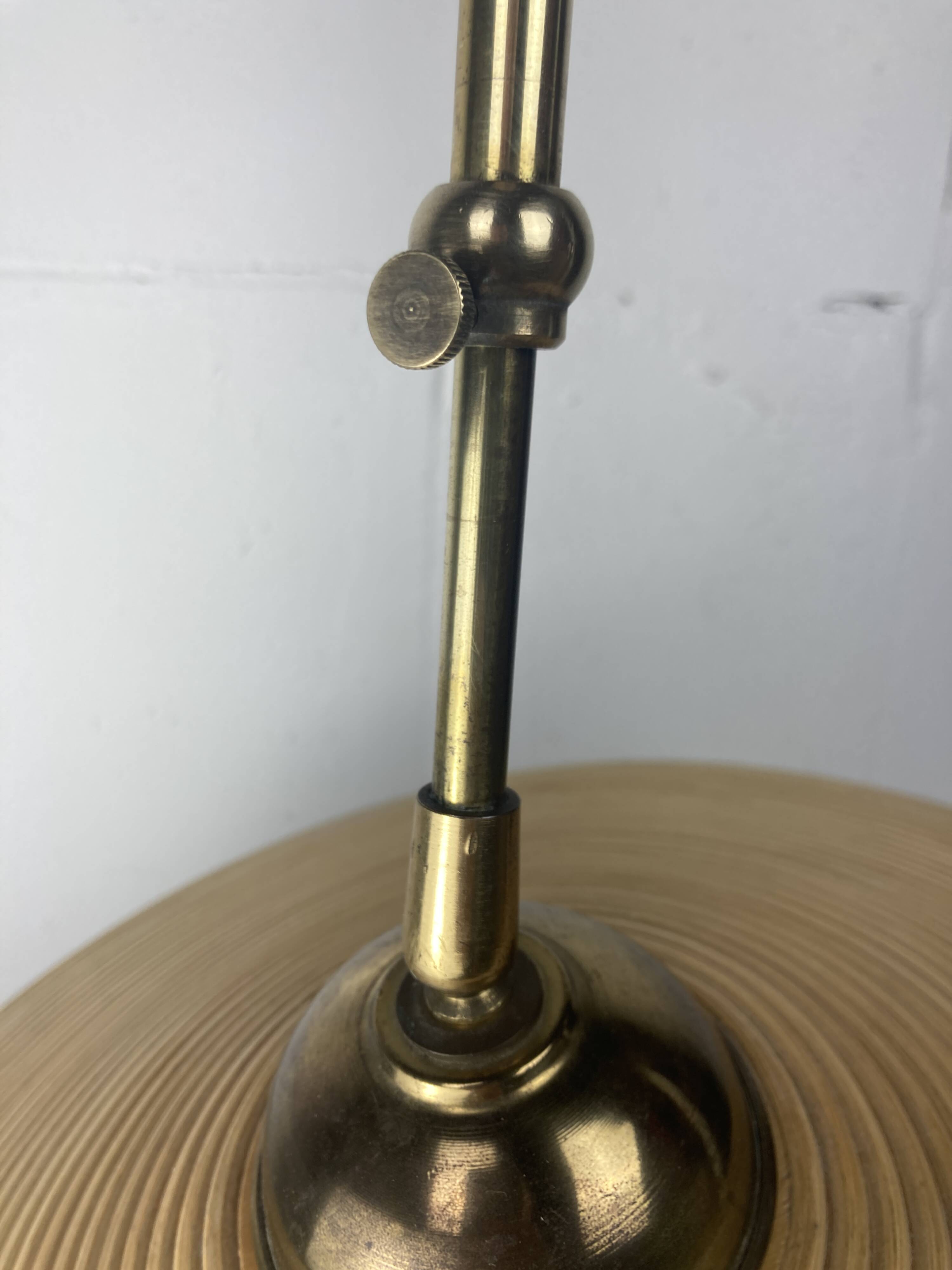 Telescopic brass and pencil reed rattan bamboo hanging pendant lamp, Italy 1970s