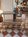 Golden metal wheeled dessert trolley
