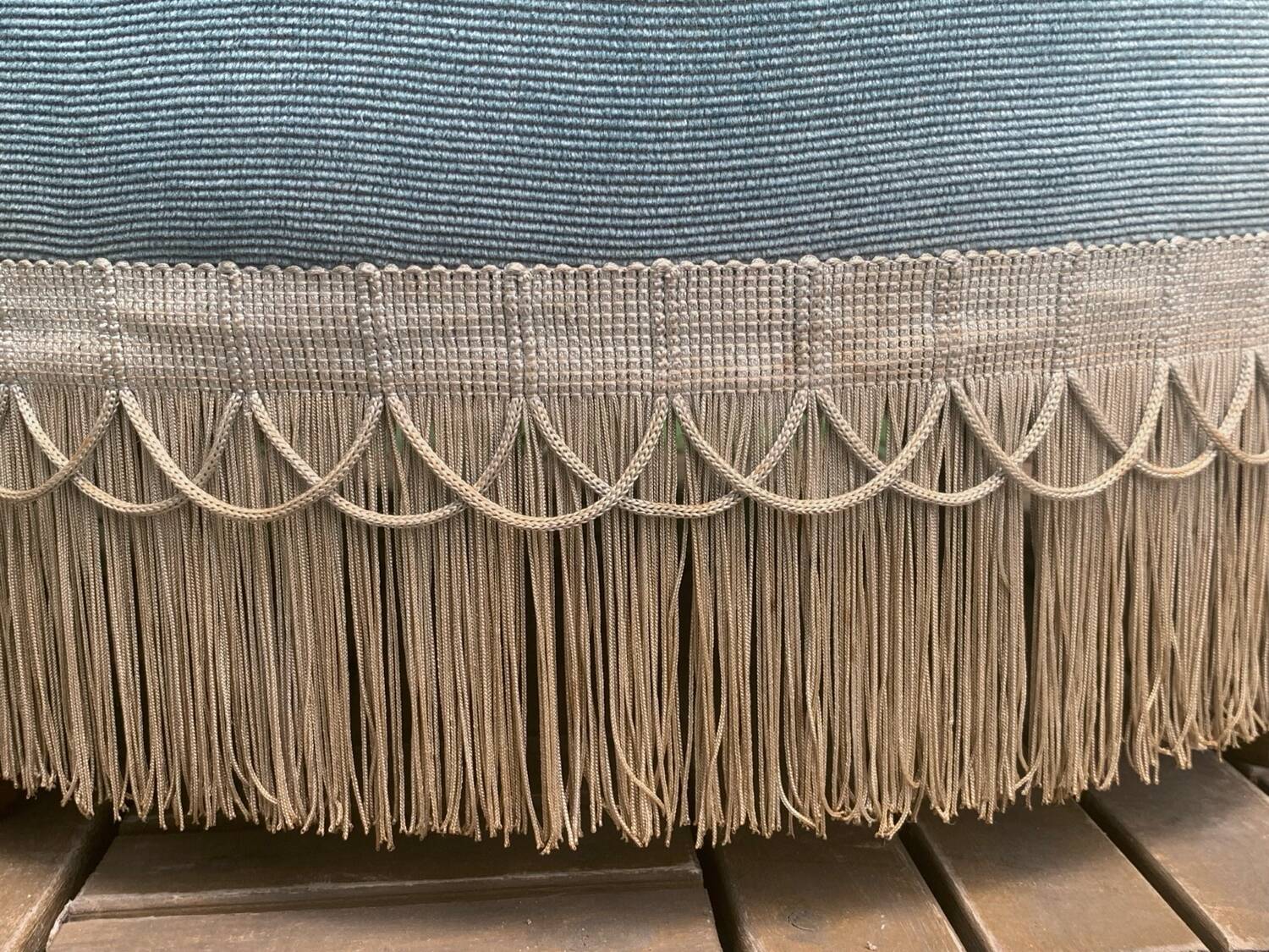 Pair of vintage blue velvet upholstered toad armchairs from the 1970s