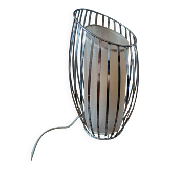 Chromed metal lamp with cylinders