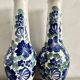 Lot of large Polish ceramic vases with hand-painted blue floral decoration