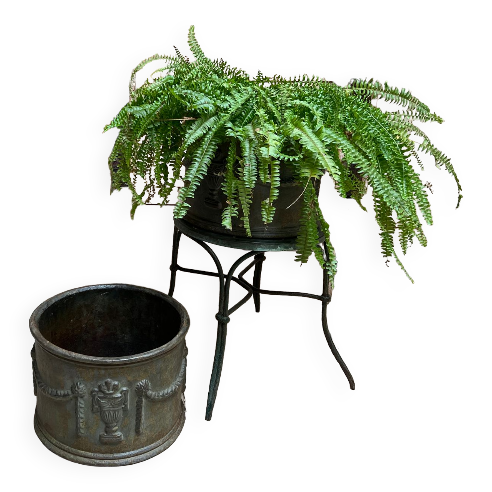 Pair of cast iron planters