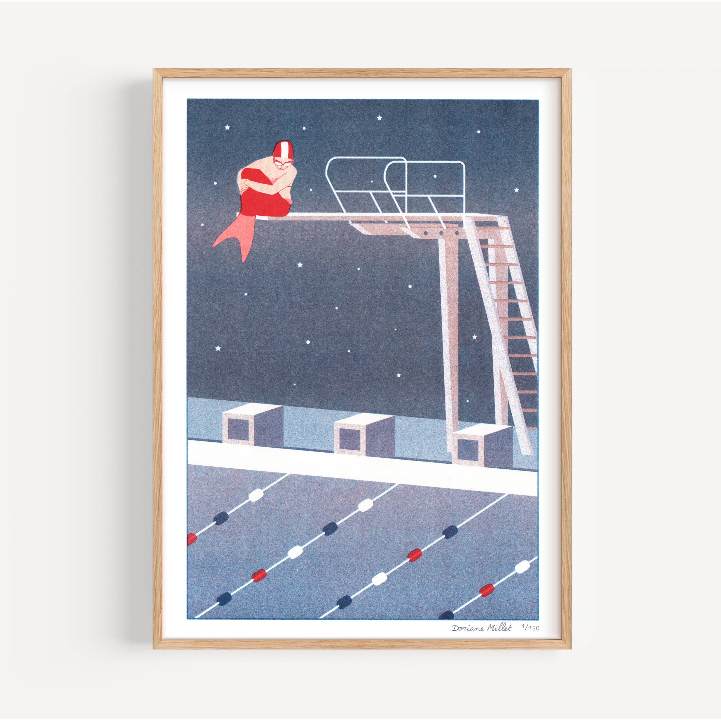 The Little Mermaid, A4 Risograph, Starry Blue Version, Limited Edition