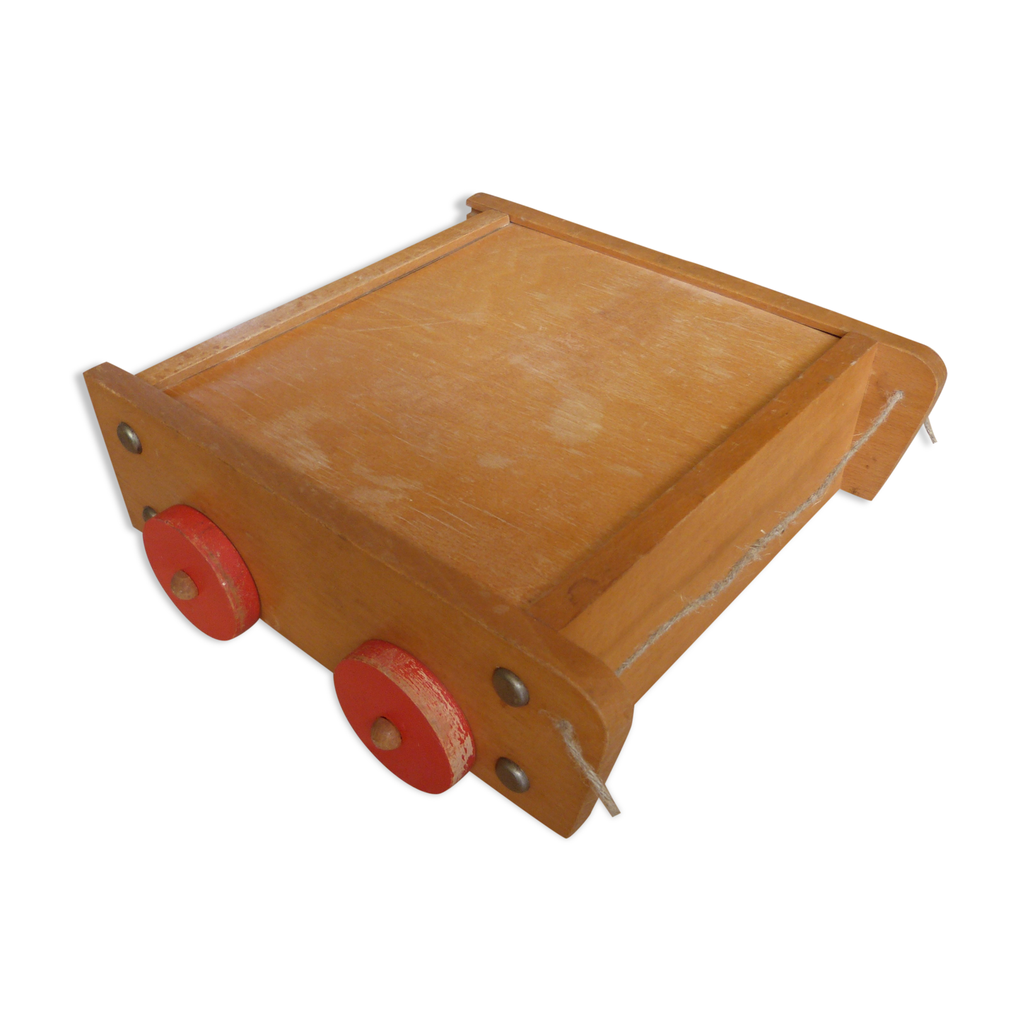 Old raw wood construction game in its cart