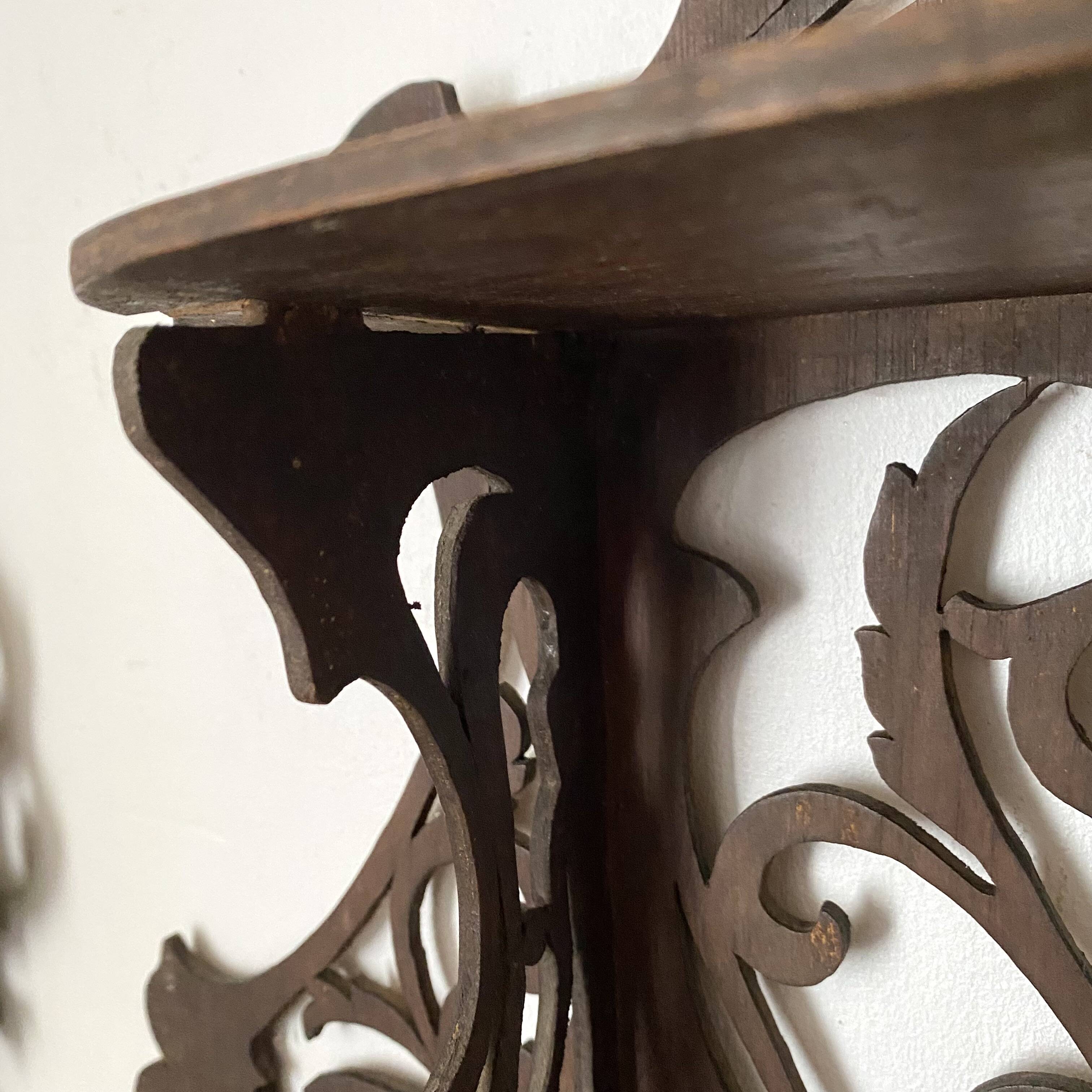 antique Napoleon III wall shelf in openwork wood