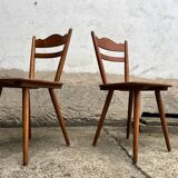 Set of 4 vintage beech bistro chairs – compass legs