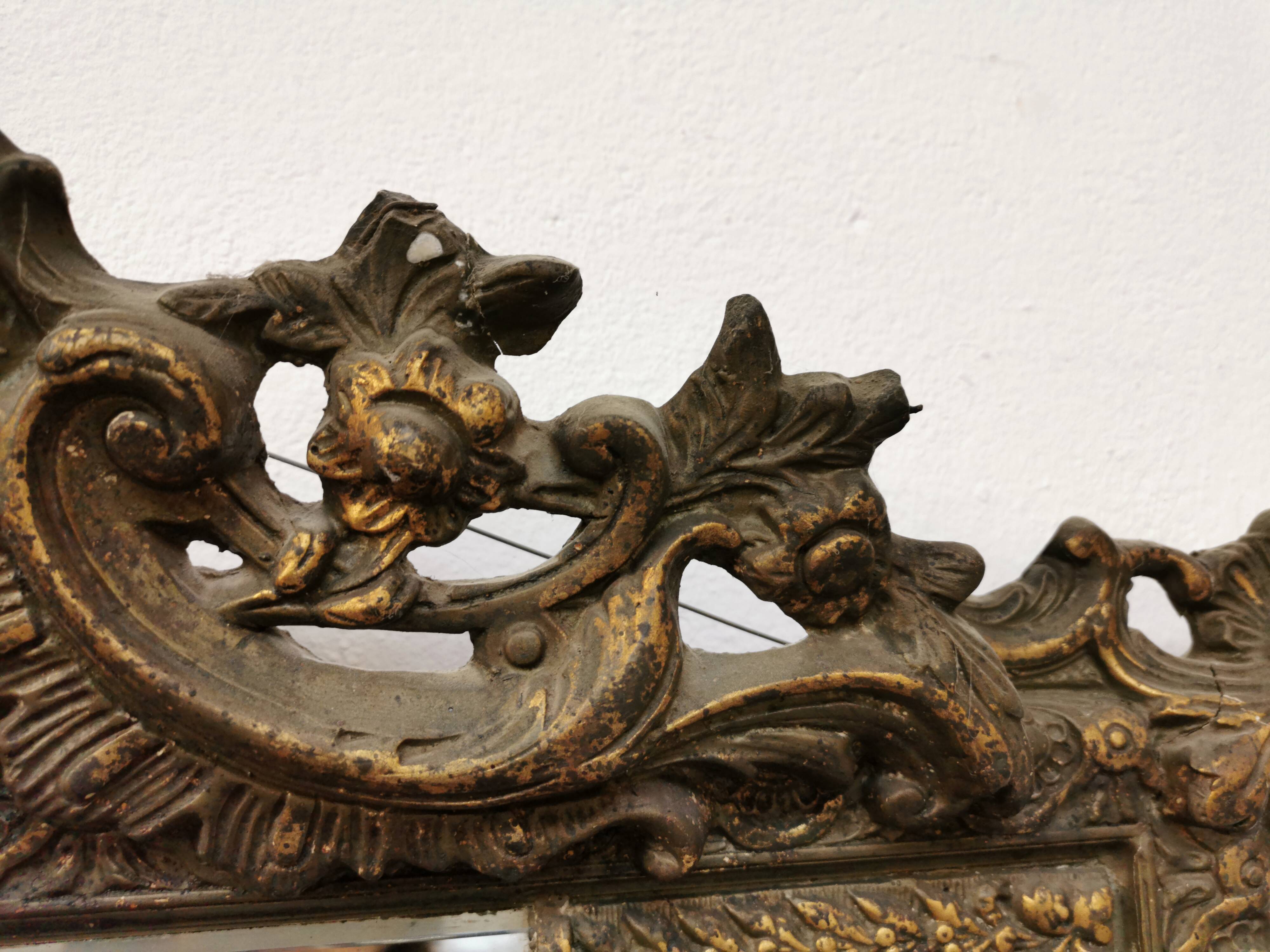 Ancient mirror 116 x 82 Napoleon III wood and gilded stucco