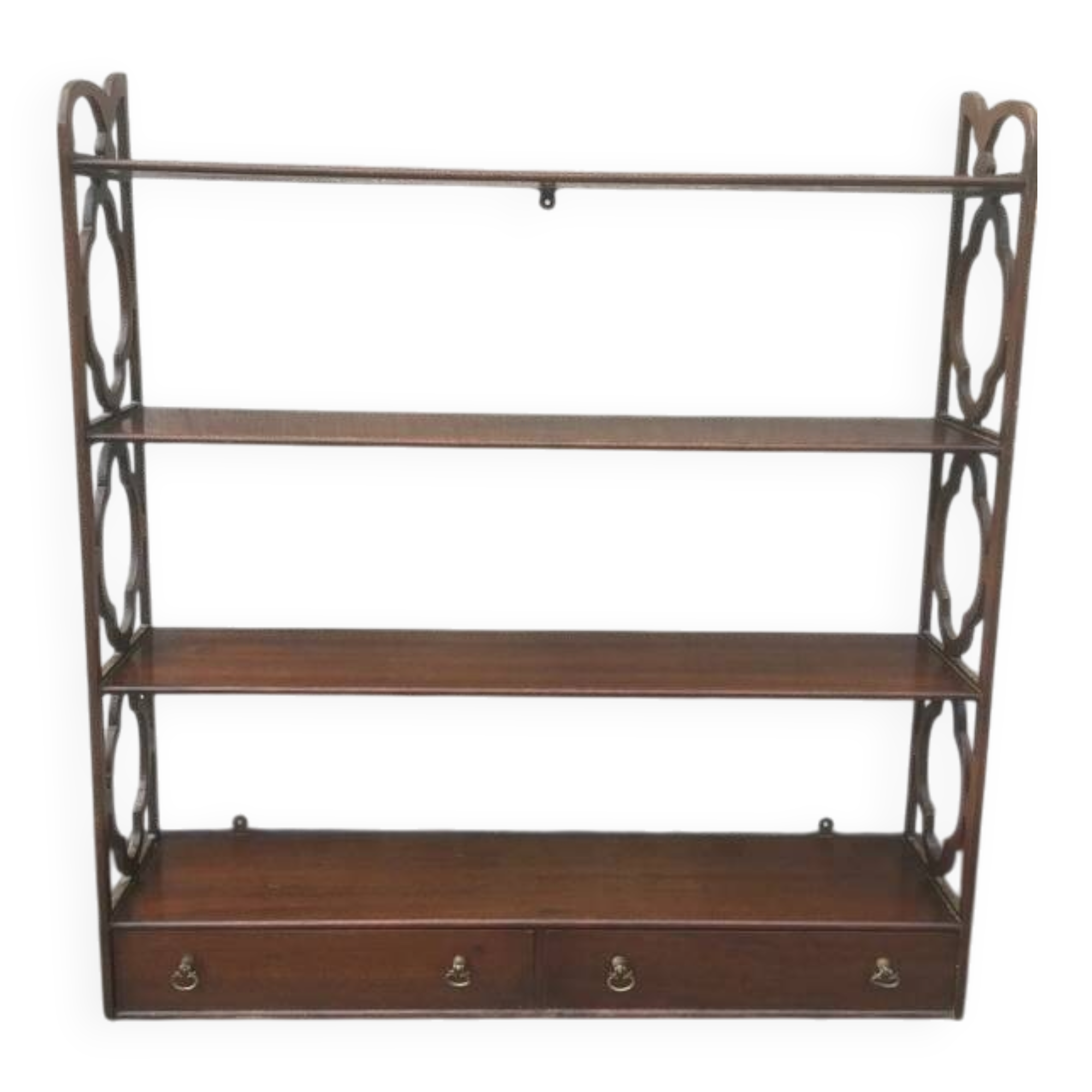 English Mahogany Wall Shelf – Georgian Style Bookcase Early 20th Century