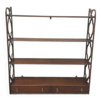 English Mahogany Wall Shelf – Georgian Style Bookcase Early 20th Century