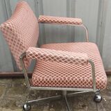 Vintage armchair 1970 chrome and velvet Wilhelm Ritz