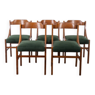 Set of 5 vintage 1960s chairs in italian design wood and velvet