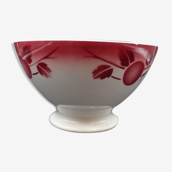 Earthenware bowl from Badonviller- Red plum decoration - circa 1940