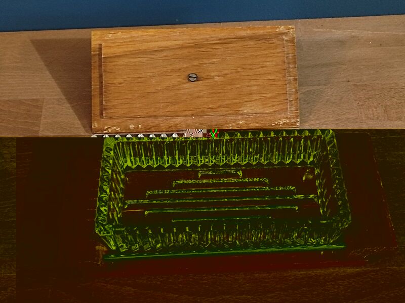 Butter dish in molded glass wood inox art deco