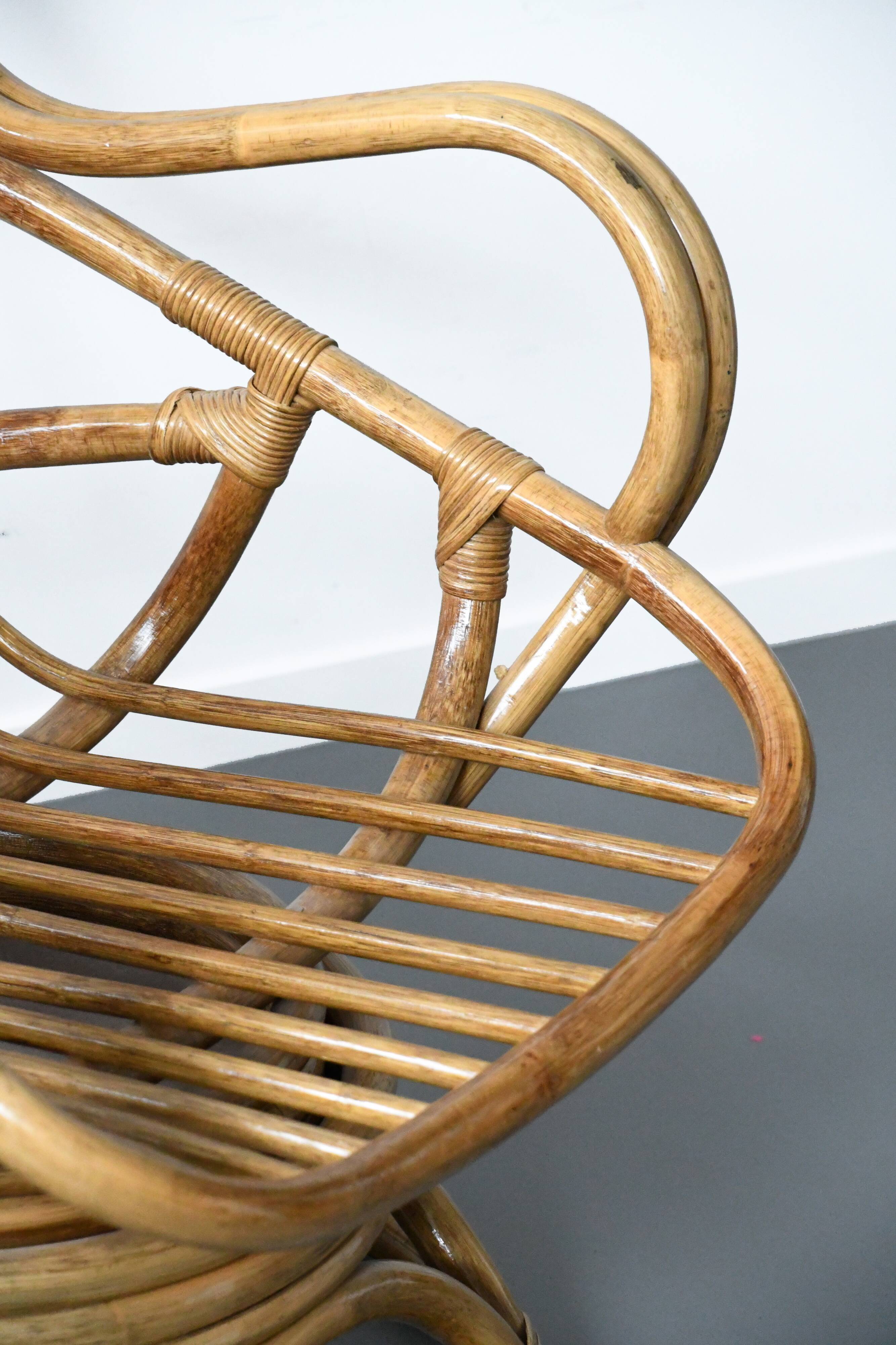 Bamboo rattan armchair