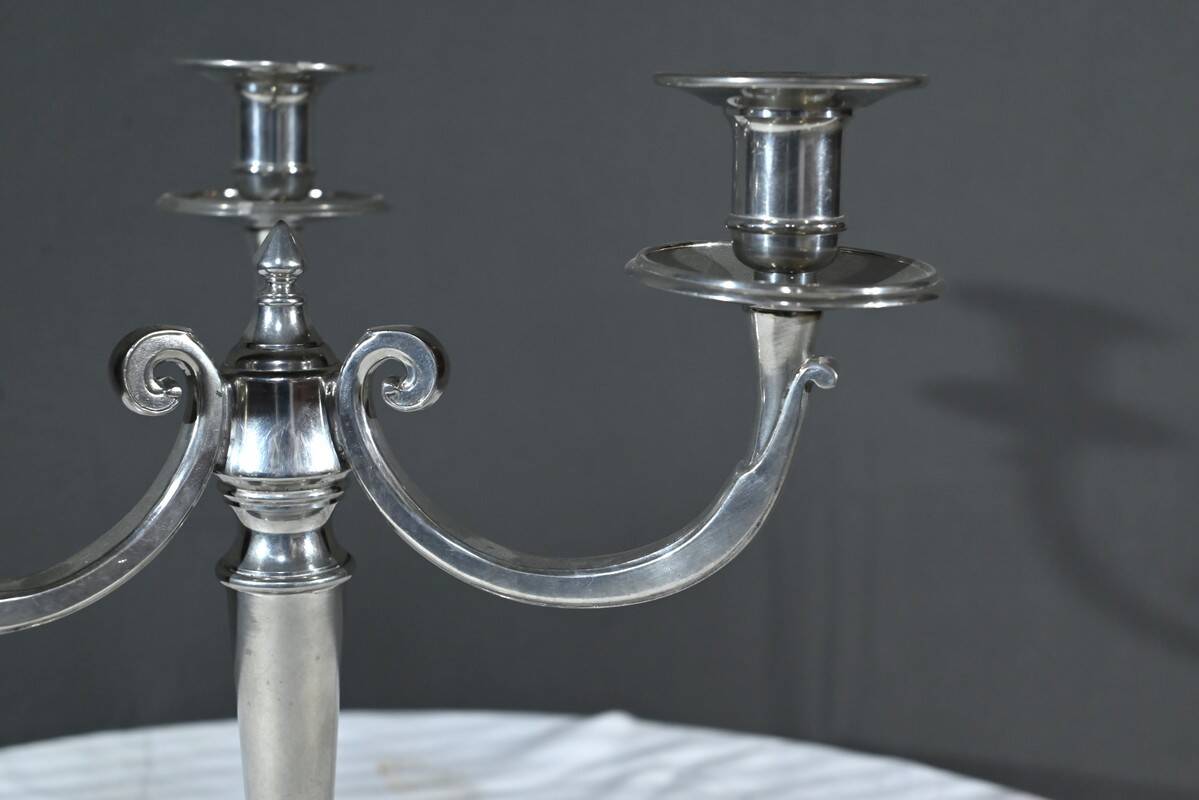 Pair of “Le Lingot” Candelabra in Pewter – Mid 20th Century