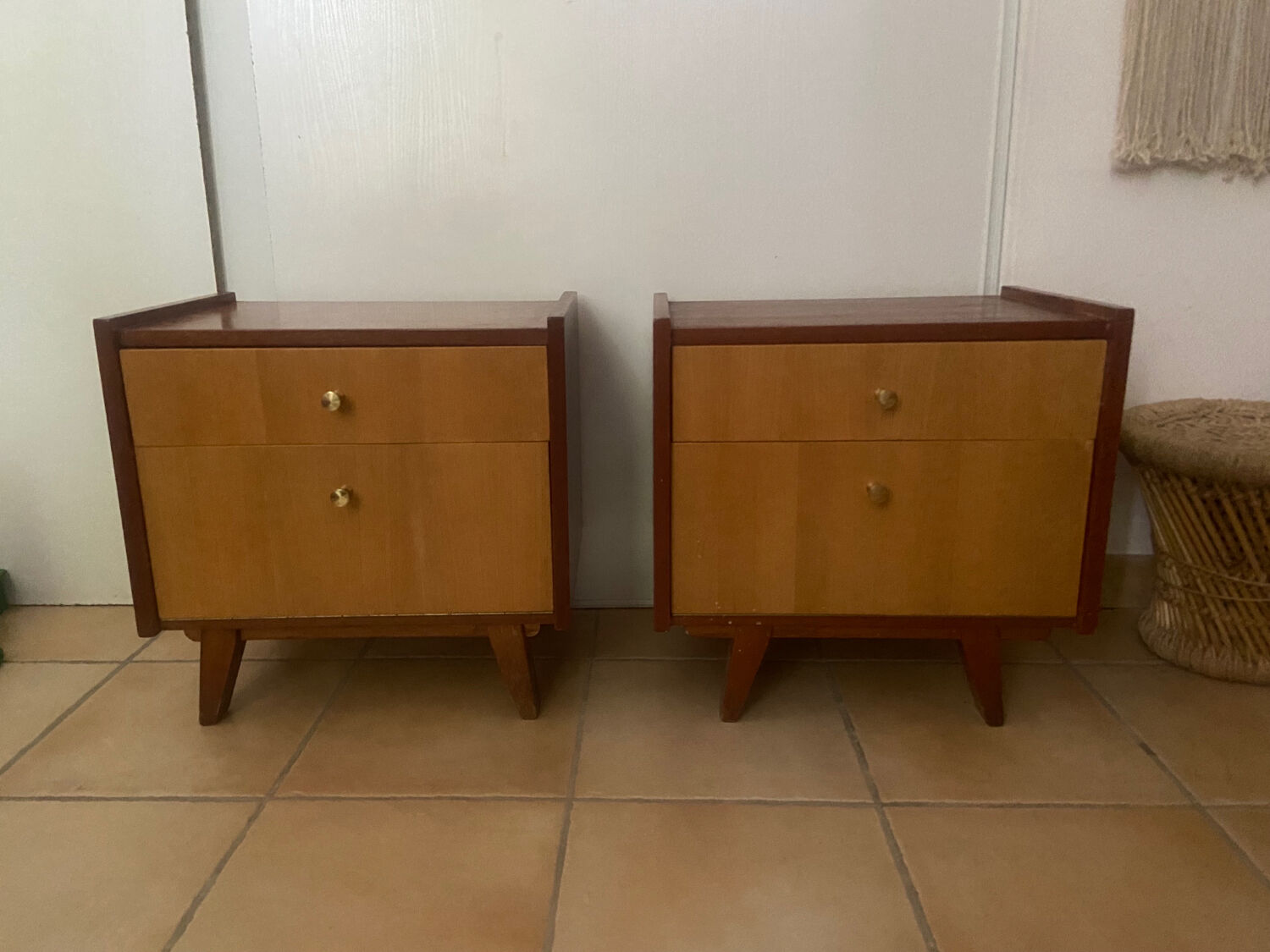 Pair of vintage bedside tables 50s