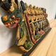 Balinese wall panel carved wood gilded polychrome dragon procession