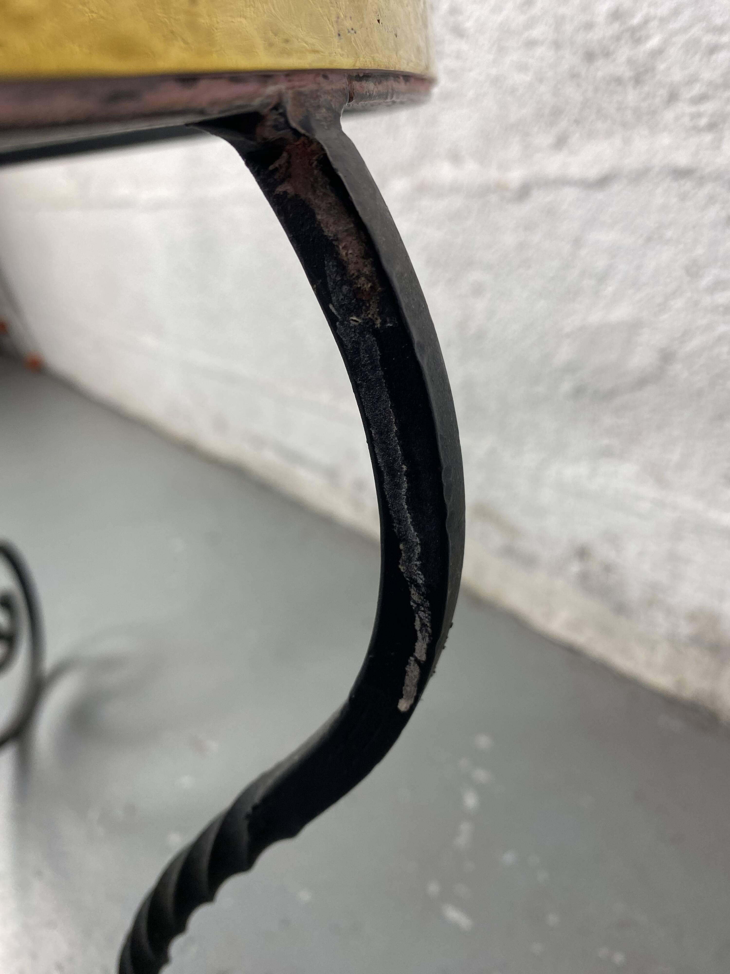 Wrought iron coffee table and glass top