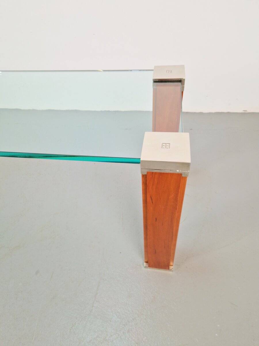 Pioneer T66 Cherry Wood & Glass Side Table from Peter Ghyczy, 1980s