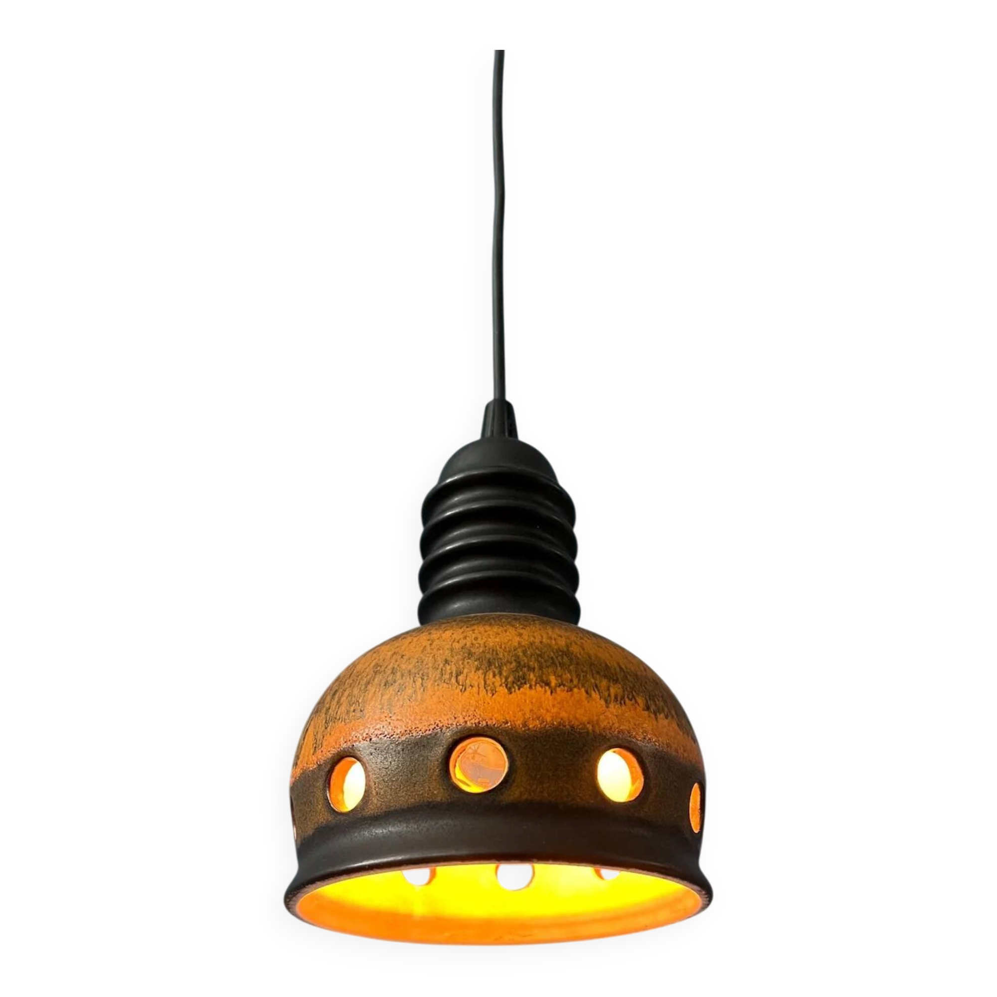 Lampe à suspension en céramique marron d'Allemagne de l'Ouest du milieu du siècle