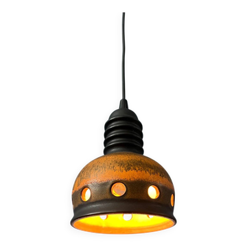 Brown mid-century West Germany ceramic pendant lamp
