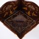 Art Nouveau platter with ceramic insert in openwork metal basket, burgundy glaze with gilt accents