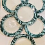 X6 green plates Jaquot digoin sarreguemines -vintage-retro-cuisine