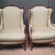 Pair of wingback armchairs in Louis XVI style