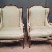 Pair of wingback armchairs in Louis XVI style