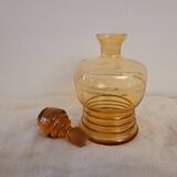 Vintage amber glass carafe with gold trim – 1950s