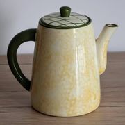 Vintage yellow and green ceramic coffee pot