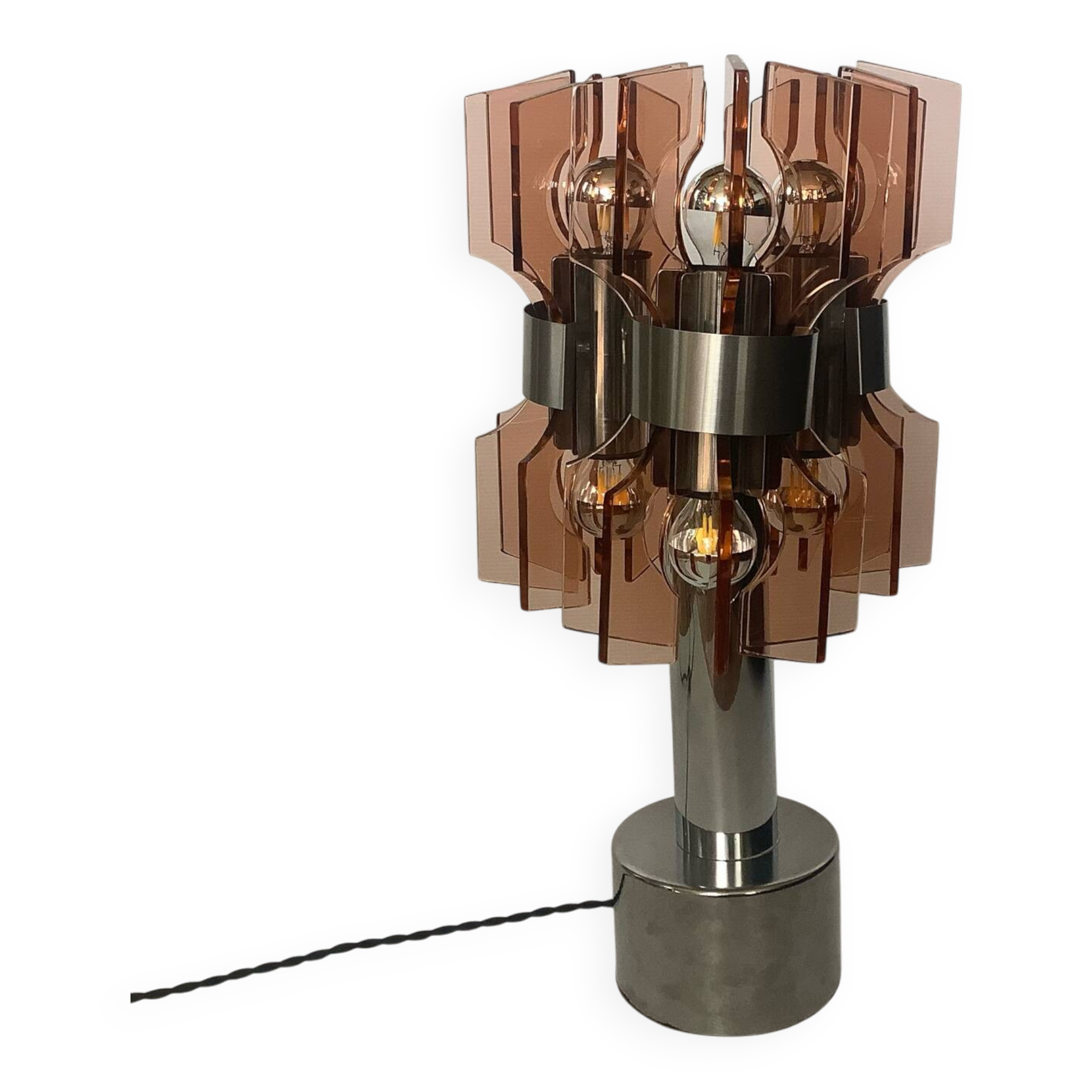 Lamp veca fontana arte smoked glass pink orange vintage 60.s rare