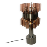 Lampe veca fontana arte verre fumé rose orange vintage 60.s rare