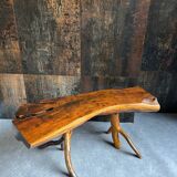 Set (2) old tree trunk tables