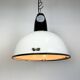 Industrial soviet white enamel pendant lamp, 1960s
