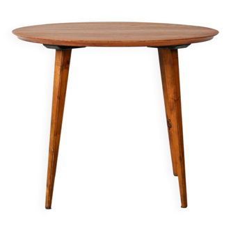 Round Scandinavian coffee table from the 1950s/1960s in teak and beech